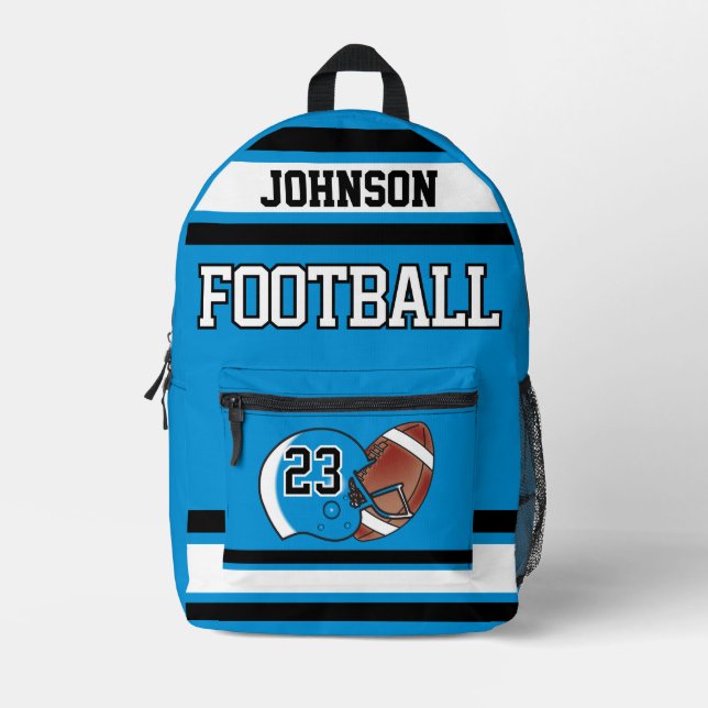 Football Blue - bearbeitbar Bedruckter Rucksack (Vorderseite)