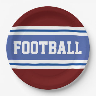 FOOTBALL Blue Deep Red White Racing Streifen Pappteller