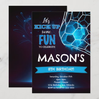 Football Blue Glow Invitation Anniversaire