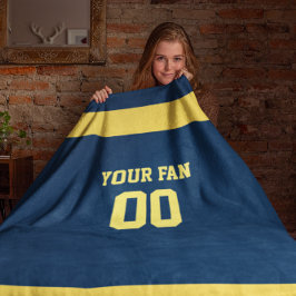 Football Blue & Gold Personalisiert Fleecedecke