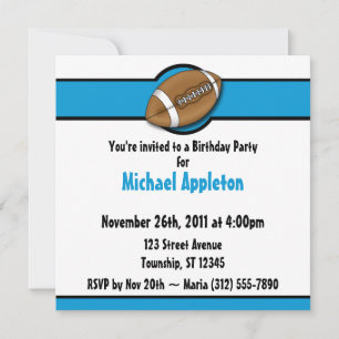 Football Blue Invitations Anniversaire