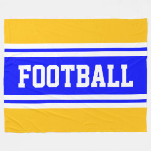 FOOTBALL Bright Blue Yellow White Racing Streifen Fleecedecke