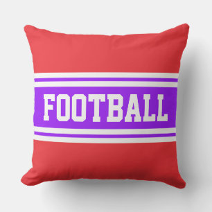 FOOTBALL Bright Lila Red White Racing Streifen Kissen