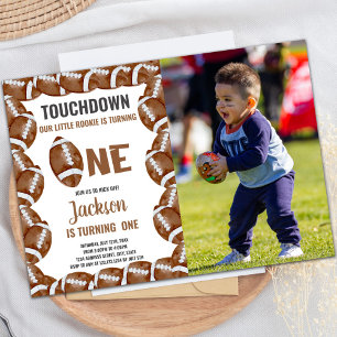 Football Brown Invitations d'anniversaire avec pho