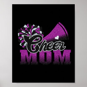 Football Cheer Mama Lila Black Pom Leopard Poster