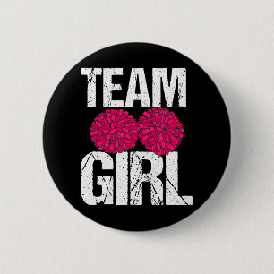 Football Cheerleader Team Girl Gender Reveal Button