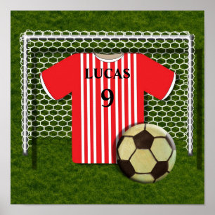 Football Chemise Rouge Poster personnalisé