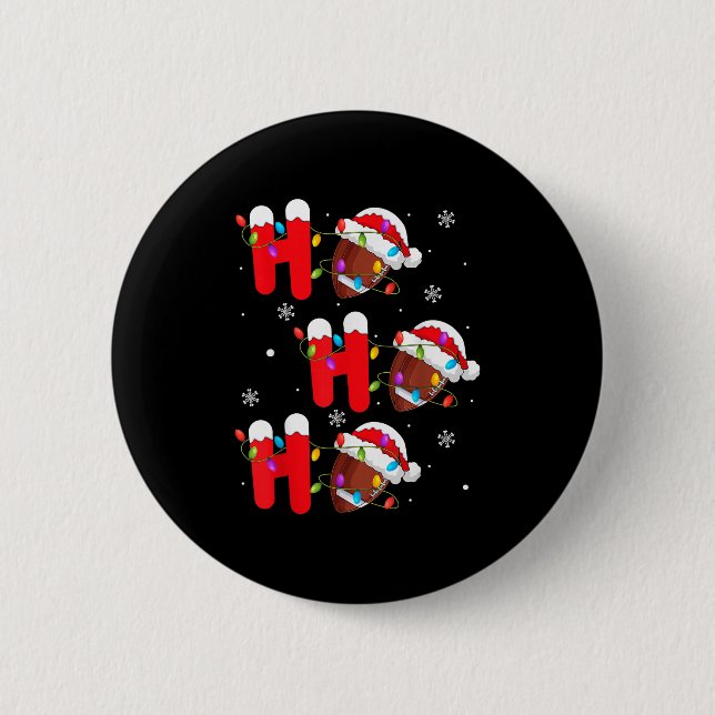 Football Christmas Ho Ho Ho Santa Srts Player Funn Button (Vorderseite)