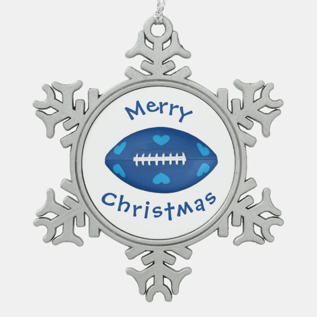  #football Christmas tree decoration   Schneeflocken Zinn-Ornament (Vorderseite)