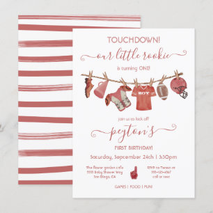 Football Clothesline Anniversaire Fête Invitation