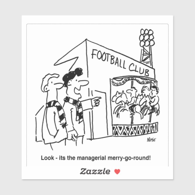 Football Club Manager Merry-go-Round Cartoon. Aufkleber (Blatt)