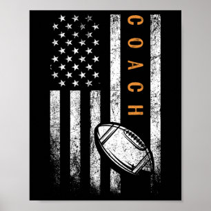 Football Coach American Flag Football Trainer Coac Poster