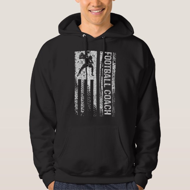 Football Coach American Flag Vintag Hoodie (Vorderseite)