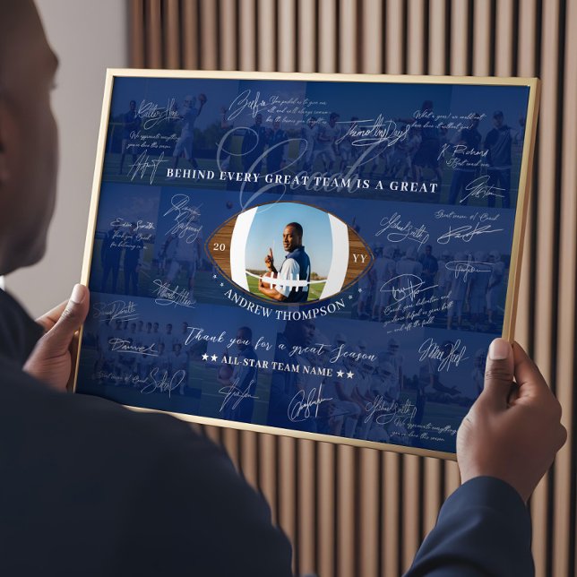 Football Coach Appreciation Collage Team Signature Poster (Football Coach Appreciation Collage Team Signature Poster)