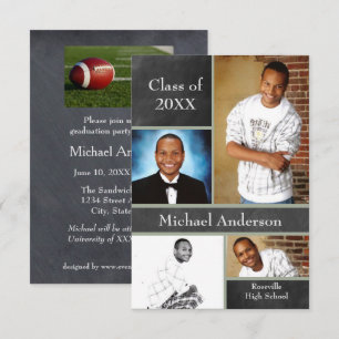 Football Collage - 3x5 Grad Faire-part