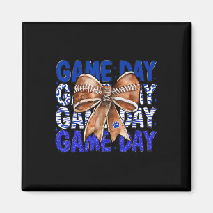 Football Coquette Bow Blue Bulldogs Game Day Magnet