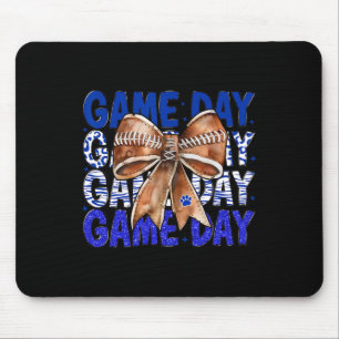 Football Coquette Bow Blue Bulldogs Game Day Mousepad