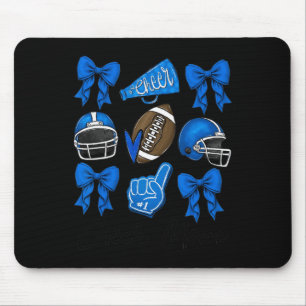 Football Coquette Bow Cheer Mama Blue Mousepad