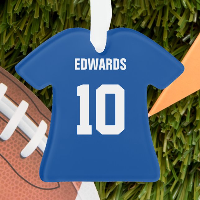Football Dark Blue & White Jersey Ornament (Von Creator hochgeladen)