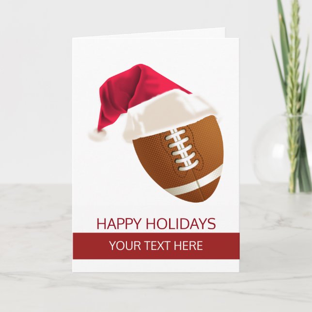 Football de Noël Ball Santa Hat Cartes de voeux (Devant)