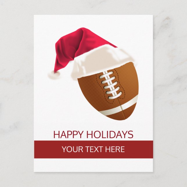 Football de Noël Ball Santa Hat cartes postales (Devant)