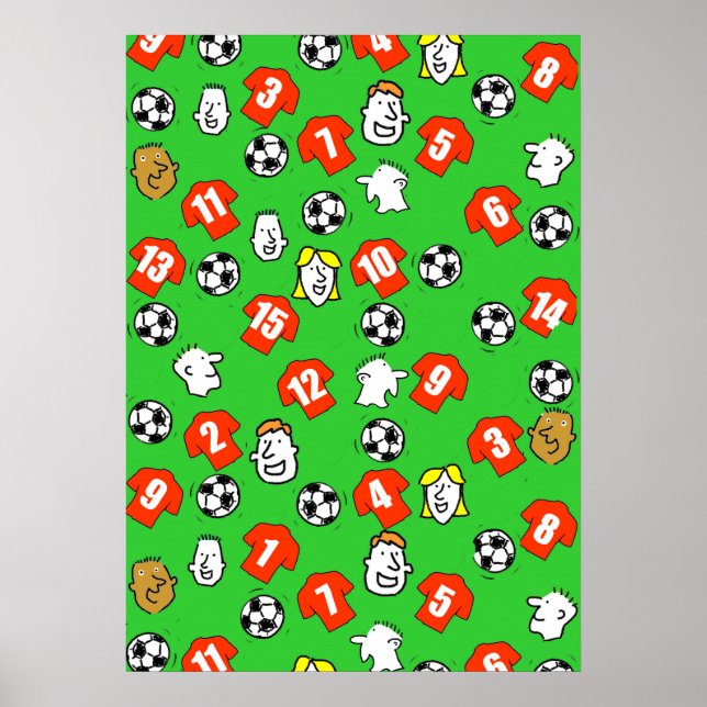 Football Design Wall Poster mit roten Shirts (Vorne)