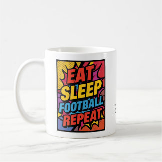 Football Eat Sleep Repeat Pop Art Personalized Kaffeetasse