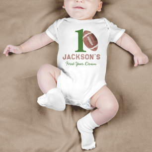 Football Erstes Jahr Down Baby Strampler