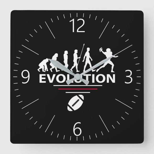 Football evolution quadratische wanduhr (Vorderseite)