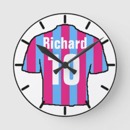 Football Fan Shirt to Personalise. Runde Wanduhr
