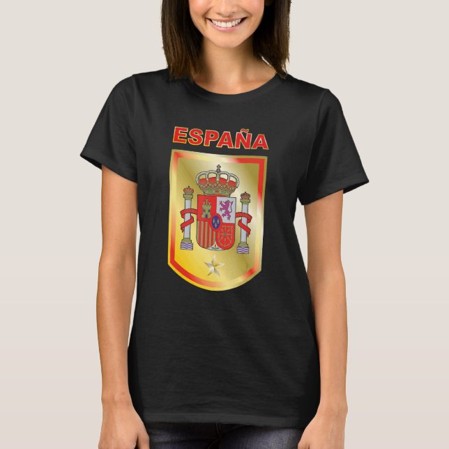 Football Fans Spain Flag Crest T-Shirt (Vorderseite)