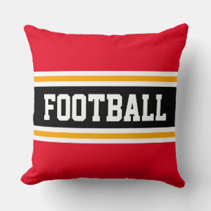 FOOTBALL Fett Bright Red Black Athletic Stripes Kissen
