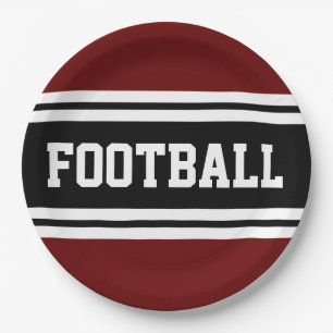 FOOTBALL Fett Schwarz-weiße rote Streifen Pappteller