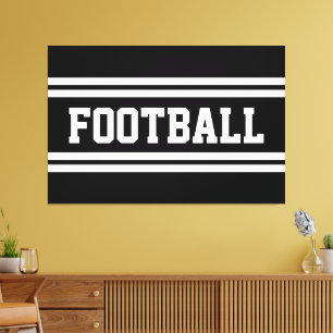 FOOTBALL Fett sportliche Schwarz-weiße Racing Stre Leinwanddruck