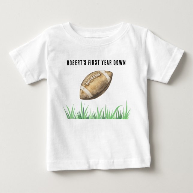 Football First Year Down Birthday Party Baby T-shirt (Vorderseite)