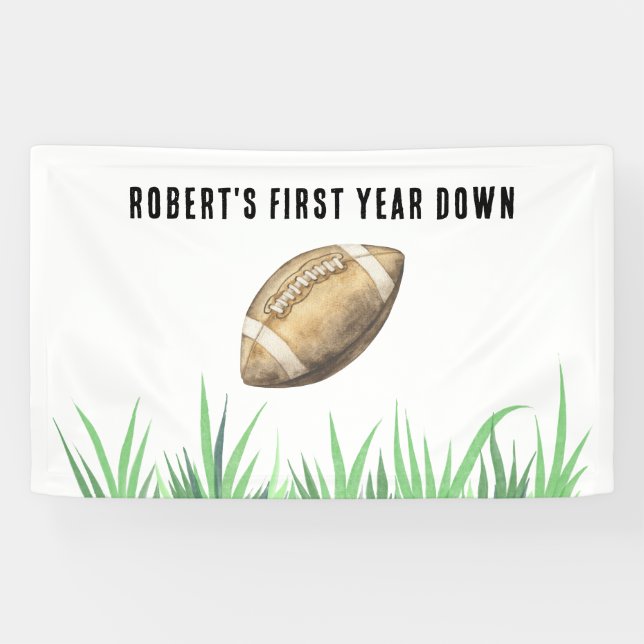 Football First Year Down Birthday Party Banner (Horizontal)