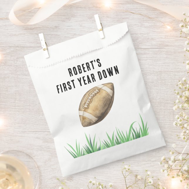 Football First Year Down Birthday Party Geschenktütchen (Ausgeschnitten)