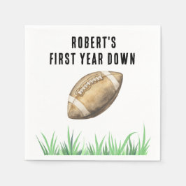 Football First Year Down Birthday Party Serviette