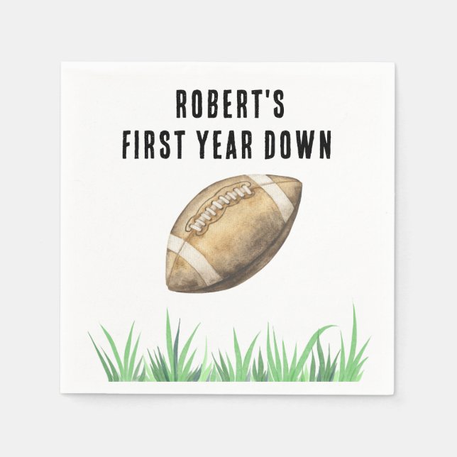Football First Year Down Birthday Party Serviette (Vorderseite)