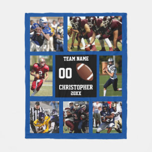 Football Foto Collage Blue Fleecedecke