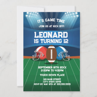 Football game birthday party Invitation