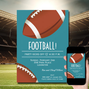Football Game Day Aqua Einladung