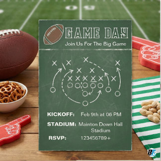 Football Game Day Party | Chalkboard Play Diagram Einladung