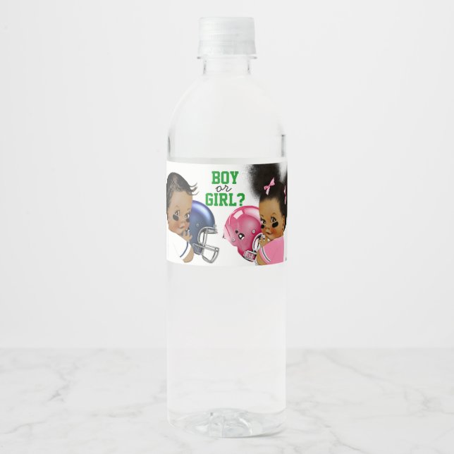 Football Gender offenbaren Baby Water Flasche Labe (Vorderseite)