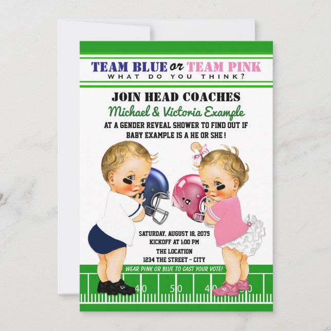 Football Gender Reveal Baby Shower Einladungen (Vorderseite)