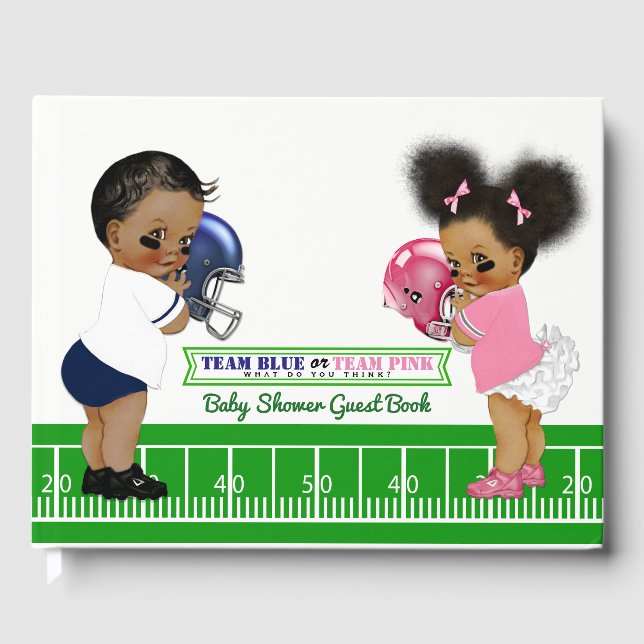 Football Gender Reveal Baby Shower Gästebuch (Vorderseite)