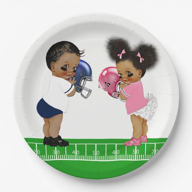 Football Gender Reveal Baby Shower Paper Teller (Vorderseite)