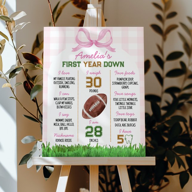 Football Girl First Birthday Milestone Poster (Von Creator hochgeladen)