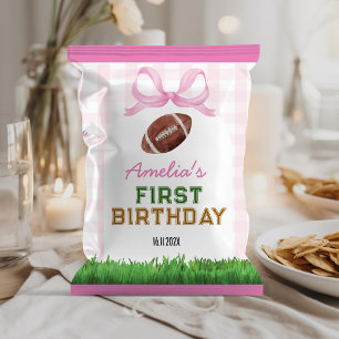 Football Girl Geburtstag Pink Bow Chip Beutel Wrap Flyer