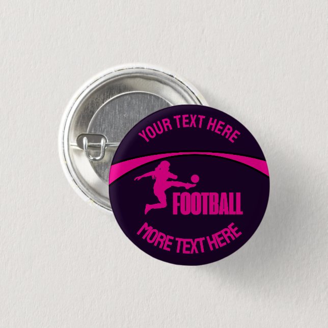 Football Girl Player, Team, Geburtstagsgeschenk Button (Vorne & Hinten)